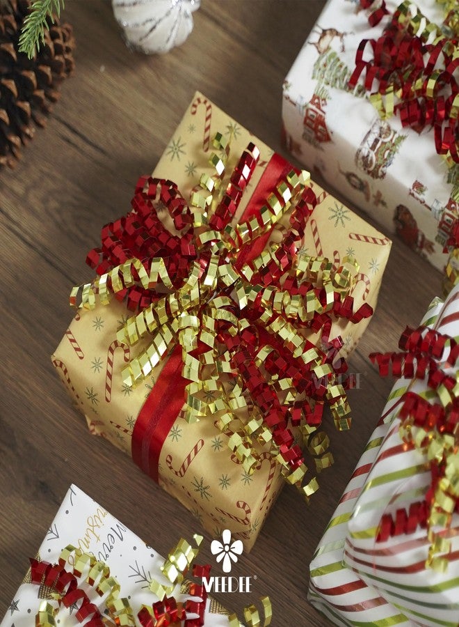 MEEDEE 6 Inch Red and Gold Self-Adhesive Christmas Bows, Crimped Curly Ribbon Gift Bows for Gift Wrapping Paper, Bags, and Boxes – Holiday, Everyday, and All-Occasion Decorations (12 Count) - Image 5